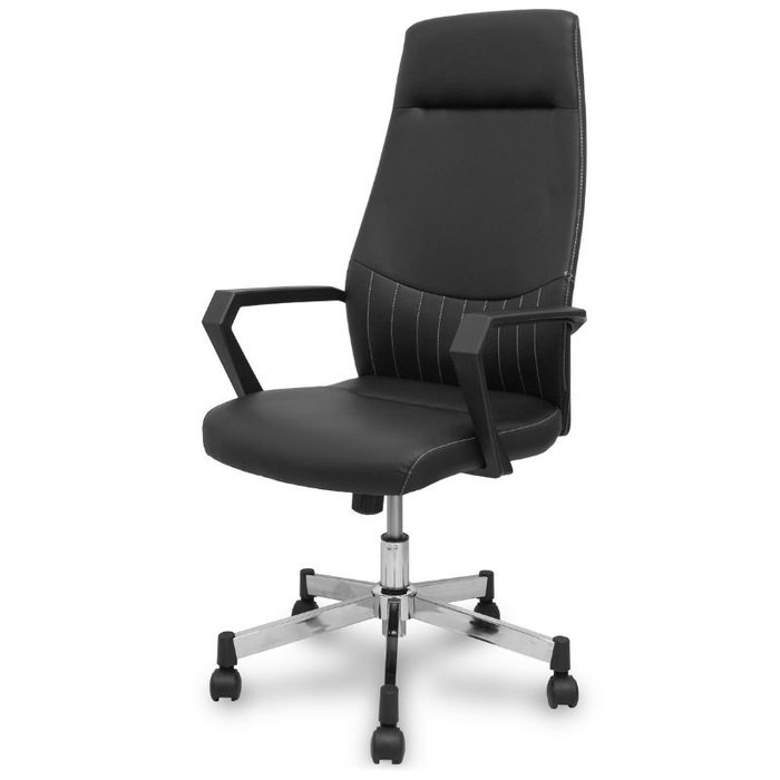 FORÖL Sillón Opti520 con mecanismo Basculante, Similpiel Negro y Base Cromada